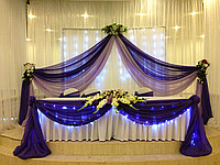 Драпировка свадебного стола, живые и искуственные цветы 306732 Драпировка свадебного стола, живые и искуственные цветы